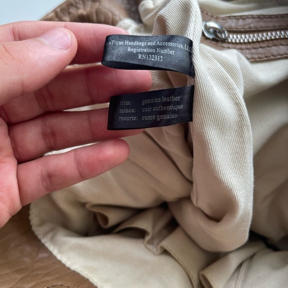 REVEL delancey belted two tone leather tote handbag purse shoulder bag $348 - Picture 8 of 10